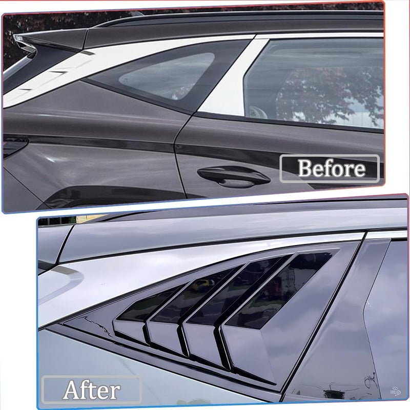 MUXEE 2Pcs Rear Side Window Louvers Air Vent Scoop Shades Cover Blinds Trim for Hyundai Tucson 2022 2023 2024 2025 - ABS Bright Black Sport Interior Accessories（NOT FIT Tucson nline） - Image 3